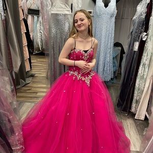 Pink Prom strapless dress ball gown